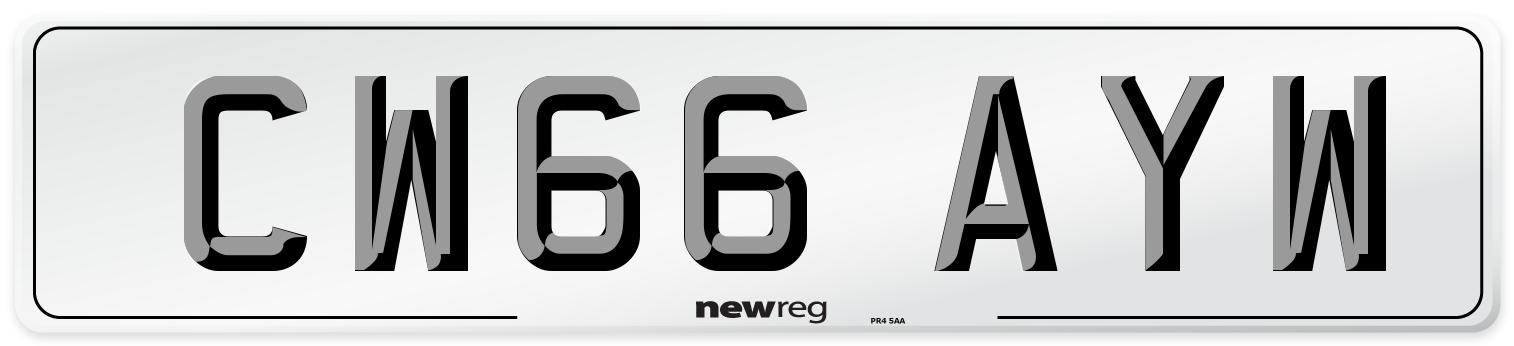 CW66 AYW Number Plate from New Reg